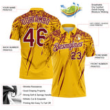 Custom Yellow Crimson-White Distressed Scratch Brush Stroke Performance Polo Shirt