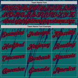 Custom Teal Navy-Red Distressed Scratch Brush Stroke Performance Polo Shirt