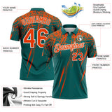 Custom Teal Orange-White Distressed Scratch Brush Stroke Performance Polo Shirt