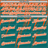Custom Teal Orange-White Distressed Scratch Brush Stroke Performance Polo Shirt