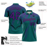 Custom Teal Purple-Black Distressed Scratch Brush Stroke Performance Polo Shirt