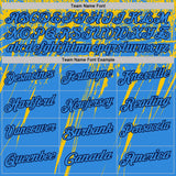 Custom Powder Blue Yellow-Navy Distressed Scratch Brush Stroke Performance Polo Shirt