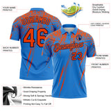 Custom Powder Blue Orange-Navy Distressed Scratch Brush Stroke Performance Polo Shirt