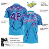 Custom Sky Blue Purple-White Distressed Scratch Brush Stroke Performance Polo Shirt