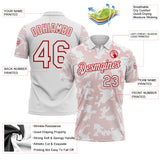 Custom White-Red 3D Pattern Abstract Fluid Line Performance Polo Shirt