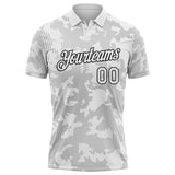 Custom White-Black 3D Pattern Abstract Fluid Line Performance Polo Shirt