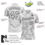 Custom White-Black 3D Pattern Abstract Fluid Line Performance Polo Shirt
