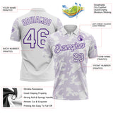 Custom White-Purple 3D Pattern Abstract Fluid Line Performance Polo Shirt