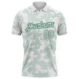 Custom White-Kelly Green 3D Pattern Abstract Fluid Line Performance Polo Shirt