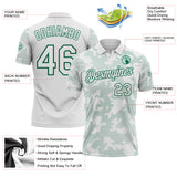 Custom White-Kelly Green 3D Pattern Abstract Fluid Line Performance Polo Shirt