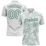 Custom White-Kelly Green 3D Pattern Abstract Fluid Line Performance Polo Shirt