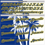 Custom White Royal-Yellow Hawaii Tropical Coastal Palm Trees Performance Polo Shirt