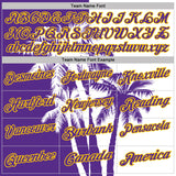 Custom White Purple-Yellow Hawaii Tropical Coastal Palm Trees Performance Polo Shirt