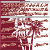 Custom White Crimson-Cream Hawaii Tropical Coastal Palm Trees Performance Polo Shirt