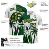 Custom White Green-Old Gold Hawaii Tropical Coastal Palm Trees Performance Polo Shirt