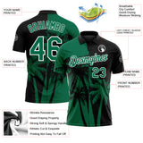 Custom Black Kelly Green-White Hawaii Tropical Coastal Palm Trees Performance Polo Shirt