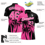 Custom Black Pink-White Hawaii Tropical Coastal Palm Trees Performance Polo Shirt