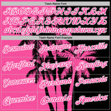 Custom Black Pink-White Hawaii Tropical Coastal Palm Trees Performance Polo Shirt