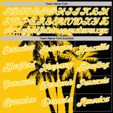 Custom Black Yellow-White Hawaii Tropical Coastal Palm Trees Performance Polo Shirt