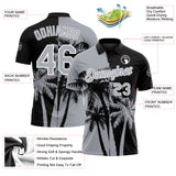 Custom Black Gray-White Hawaii Tropical Coastal Palm Trees Performance Polo Shirt