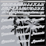 Custom Black Gray-White Hawaii Tropical Coastal Palm Trees Performance Polo Shirt