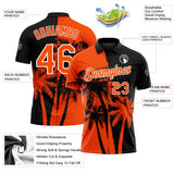 Custom Black Orange-White Hawaii Tropical Coastal Palm Trees Performance Polo Shirt