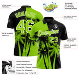 Custom Black Neon Green-White Hawaii Tropical Coastal Palm Trees Performance Polo Shirt