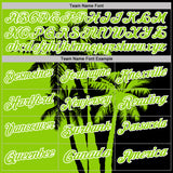 Custom Black Neon Green-White Hawaii Tropical Coastal Palm Trees Performance Polo Shirt