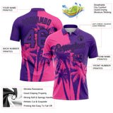Custom Purple Pink-Black Hawaii Tropical Coastal Palm Trees Performance Polo Shirt