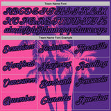 Custom Purple Pink-Black Hawaii Tropical Coastal Palm Trees Performance Polo Shirt