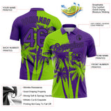 Custom Purple Neon Green-Black Hawaii Tropical Coastal Palm Trees Performance Polo Shirt