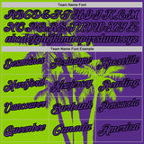 Custom Purple Neon Green-Black Hawaii Tropical Coastal Palm Trees Performance Polo Shirt