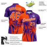 Custom Purple Orange-White Hawaii Tropical Coastal Palm Trees Performance Polo Shirt