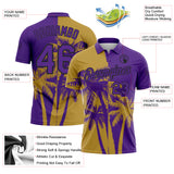 Custom Purple Old Gold-Black Hawaii Tropical Coastal Palm Trees Performance Polo Shirt