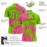 Custom Neon Green Pink-Black Hawaii Tropical Coastal Palm Trees Performance Polo Shirt