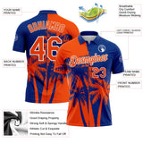 Custom Royal Orange-White Hawaii Tropical Coastal Palm Trees Performance Polo Shirt