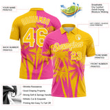 Custom Yellow Pink-White Hawaii Tropical Coastal Palm Trees Performance Polo Shirt
