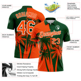 Custom Green Orange-White Hawaii Tropical Coastal Palm Trees Performance Polo Shirt