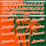 Custom Green Orange-White Hawaii Tropical Coastal Palm Trees Performance Polo Shirt