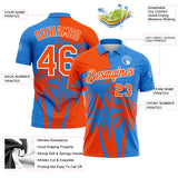 Custom Powder Blue Orange-White Hawaii Tropical Coastal Palm Trees Performance Polo Shirt