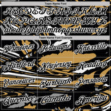 Custom Black Old Gold Gray-White 3D Pattern Abstract Fluid Marble Performance Polo Shirt
