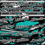 Custom Black Aqua Gray-White 3D Pattern Abstract Fluid Marble Performance Polo Shirt