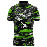 Custom Black Aurora Green Gray-White 3D Pattern Abstract Fluid Marble Performance Polo Shirt