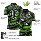 Custom Black Aurora Green Gray-White 3D Pattern Abstract Fluid Marble Performance Polo Shirt