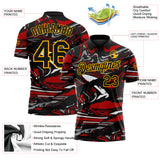 Custom Black Red Gray-Gold 3D Pattern Abstract Fluid Marble Performance Polo Shirt