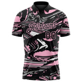 Custom Black Light Pink-Gray 3D Pattern Abstract Fluid Marble Performance Polo Shirt