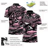 Custom Black Light Pink-Gray 3D Pattern Abstract Fluid Marble Performance Polo Shirt