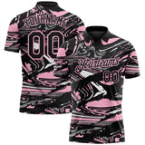 Custom Black Light Pink-Gray 3D Pattern Abstract Fluid Marble Performance Polo Shirt