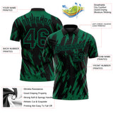Custom Black-Kelly Green Torn Sharp Brush Stroke Splatter Performance Polo Shirt