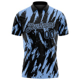 Custom Black-Light Blue Torn Sharp Brush Stroke Splatter Performance Polo Shirt
